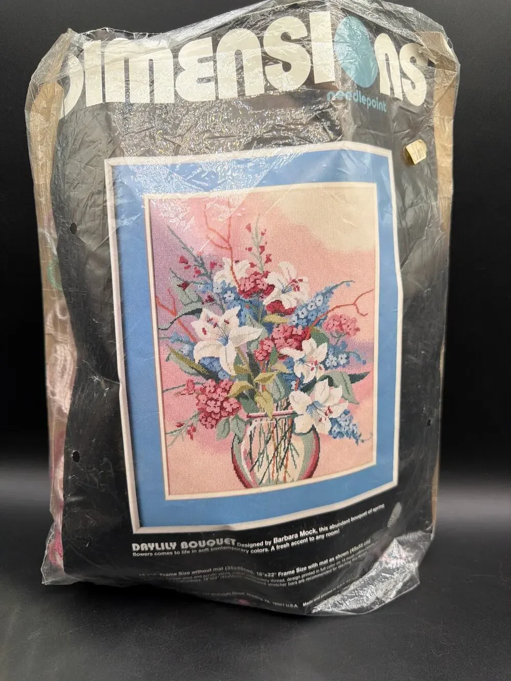 Vintage Dimensions Daylily Bouquet 2335 Needlepoint Kit Barbara Mock 50% Done